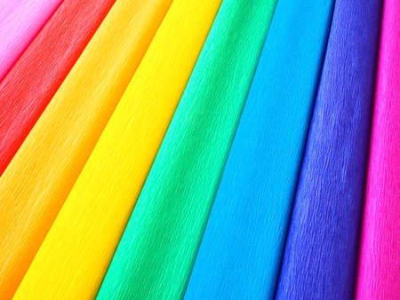 Pride Flag by Gilbert Baker. Symbol of the overall LGBTQ LGBTI community. Crepe paper is available in pink, red, orange, yellow, crepe, blue, purple and magenta. Colorful background for Pride eventsの写真素材