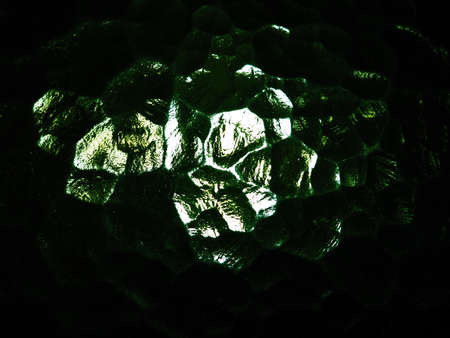 Corrugated green glass background. Abstract translucent volumetric texture pattern on the surface of a window. Liquid horror or planet Solaris. Night or space themeの写真素材