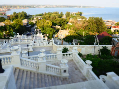 Kerch, August 21, 2021 The Great Mithridate Ladder - a historical staircase on the mountain peaks of Crimea - Mount Mithridates, where the ruins of the ancient Greek city of Panticapaeum are locatedのeditorial素材