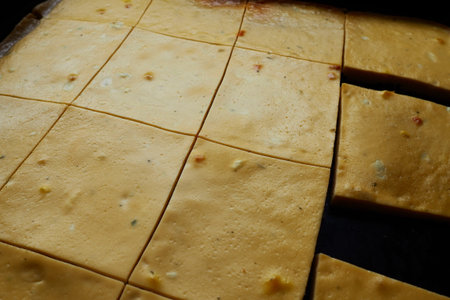 Razlevusha or razlevak, delicious Balkan pie or flatbread baked in the oven on a baking sheet of...