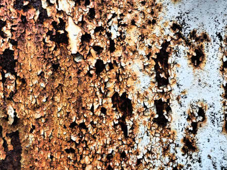 A closeup shot of a rusty metal surface. Corosion