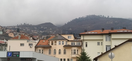 Sarajevo, Bosnia and Herzegovina, March 8, 2020, central streets of Sarajevo. Islamic landmarks and tourist sites. Tourist attractions of Sarajevo. Tourist business, travel and excursions. Balkansのeditorial素材