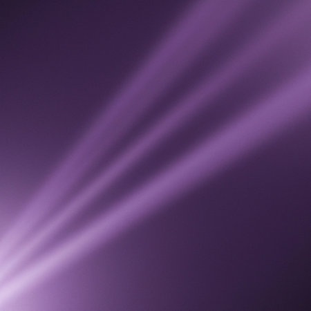 Ray light effects on black background for overlay design. Rays of light fall on empty space. Copy space. Purple lilac pink magenta beams.の写真素材