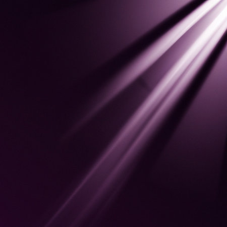 Ray light effects on black background for overlay design. Rays of light fall on empty space. Copy space. Purple lilac pink magenta beams.の写真素材