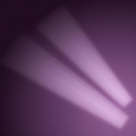 Ray light effects on black background for overlay design. Rays of light fall on empty space. Copy space. Purple lilac pink magenta beams.の写真素材