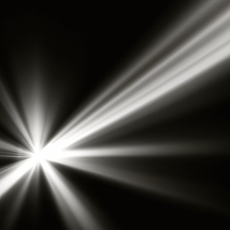 Ray light effects on black background for overlay design. Rays of light fall on empty space. Copy...