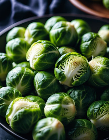 Brussels sprout is Gemmifera cultivar group of cabbage Brassica oleracea, grown for edible buds. Brussels sprouts are cultivar cruciferous group. Family Brassicaceae old name Cruciferae. Generated AIの素材
