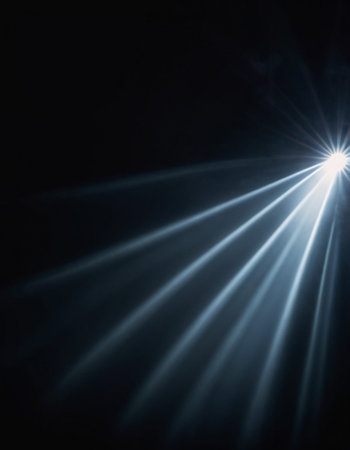 Bright light rays emanate from point dispersing into beautiful display across dark surroundings. Ethereal glow exudes sense of wonder and mystery, emphasizing beauty of light absence of visibility AI.の素材