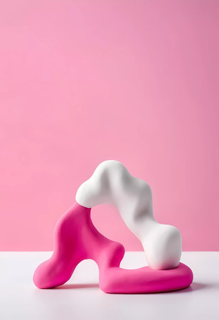 Colorful abstract play dough shapes create a visually appealing design on a pink backdrop, showcasing a captivating blend of creativity and playful artistry. Generative AI.の素材