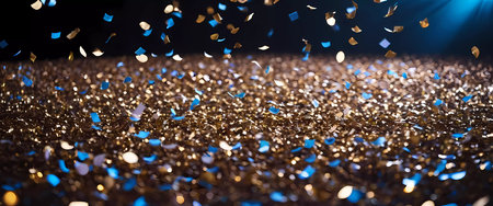 Colorful confetti floats gracefully in the air, creating a dazzling bokeh effect that lights up the atmosphere during a vibrant celebration at night.の素材