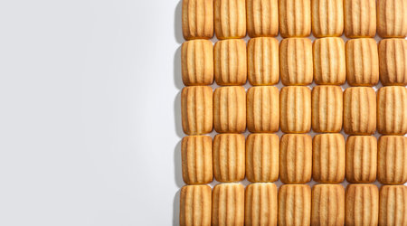 Biscuits isolated on white background. Sweet biscuits. Close up.