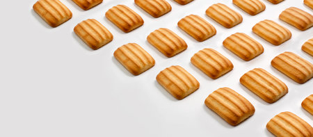 Biscuits isolated on white background. Sweet biscuits. Close up.