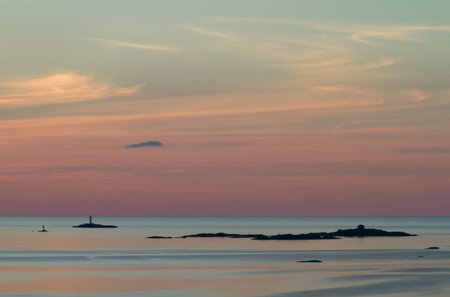 Ocean view  on a summer-night in Stockholm archipelago.の写真素材