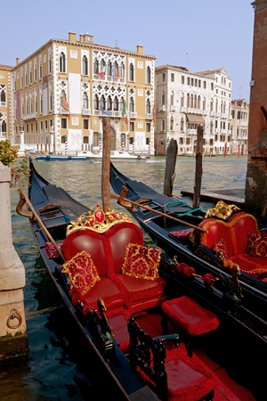 Gondolas at Canal Grande in Venice.の写真素材