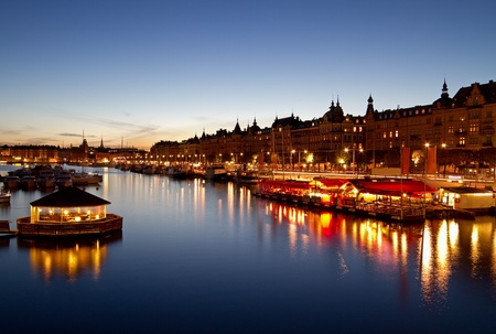 Scenic night image of Stockholm city.の写真素材