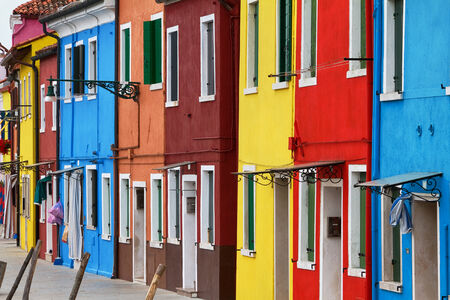 Colourful facades in Burano, Italy の写真素材