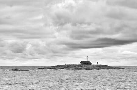 Island, black and white image.の写真素材
