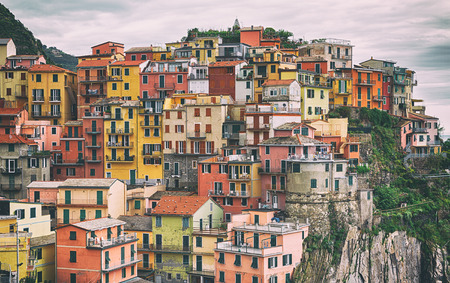 Manarola, famous fishing village in Cinque terre area in Italy.の写真素材