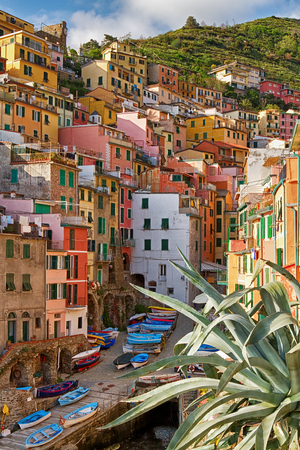 Riomaggiore colourful village in Cinque terre area in Italy.の写真素材