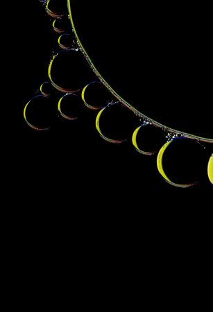 Black background with bubbles, macro image.
