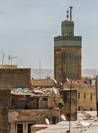 Minaret in the city of Fez, Morocco.の写真素材