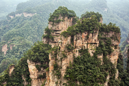 Famous karst mountains in Zhangjiajie, China.の写真素材