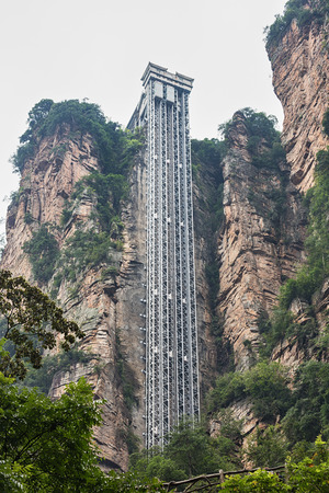 Bailong elevator, amazing steel structure in China.の写真素材