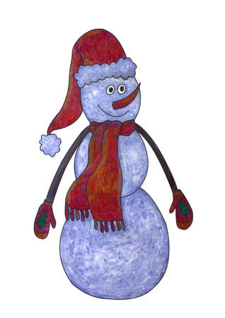 Snowman isolated on white backgroundの写真素材
