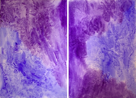 Set of two blue and violet watercolor paintsの写真素材