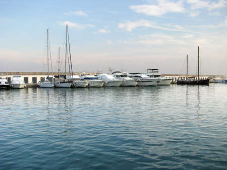 group of sailboats mooredの写真素材