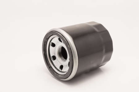 car oil filter, isolated on whiteの写真素材