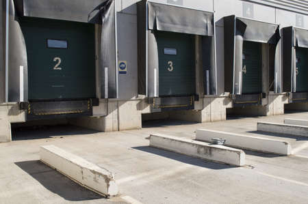 Loading bay for trucks with numbersの写真素材