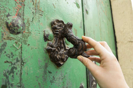 Door knocker with manの写真素材