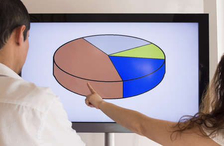 woman presenting a graph to a customerの写真素材
