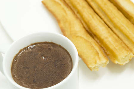 Typical Spanish breakfast  with white backgroundの写真素材