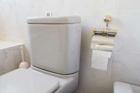 Toilet gray and toilet paperの写真素材