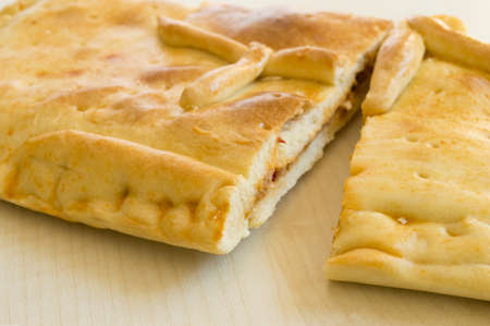 empanada  a typical dish from Galicia Spain with various ingredients insideの写真素材