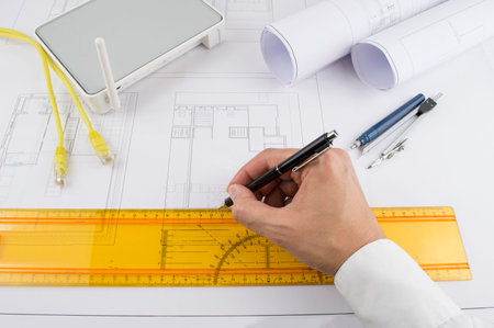 engineer designing a wireless network in a home