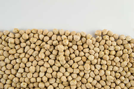 close up of  chickpea beans bottom border with white backgroundの写真素材