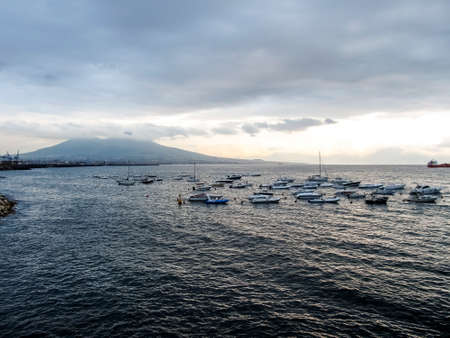 bay of naples with volcano Vesuvius の写真素材