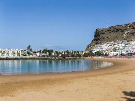 beach of puerto mogan in Canary Islandsの写真素材