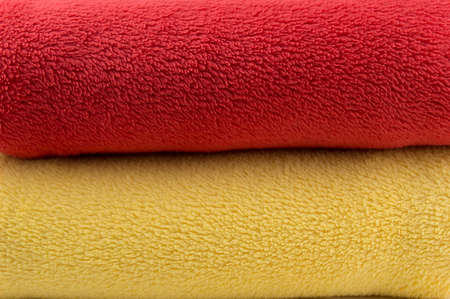 closeup of two warm plaids yellow and redの写真素材