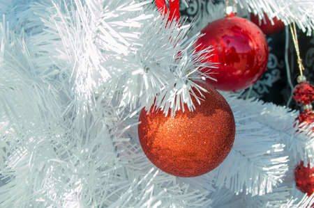 close up of Shot of a decorated Christmas treeの写真素材