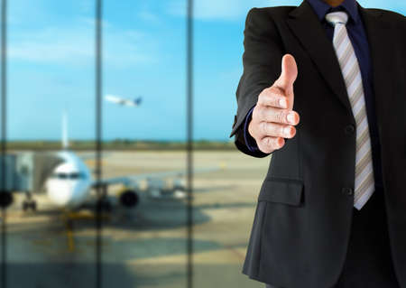 handshake and welcoming airportの写真素材