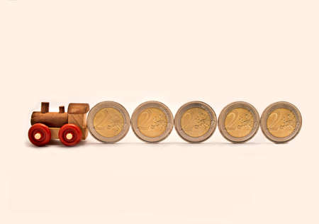 train coins concept of financial savingsの写真素材