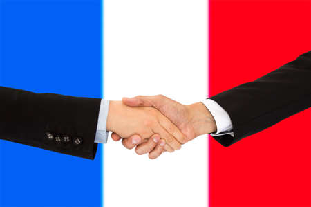 handshake of a woman and business men in Franceの写真素材