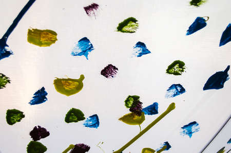 color drops on a white umbrella,  design of modern artの写真素材