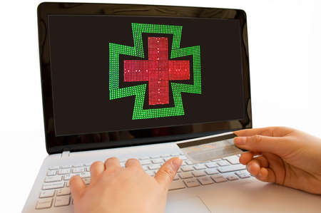 buying medicines at pharmacy online with a credit cardの写真素材