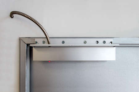 detail of magnetic sensor armored for doorの写真素材