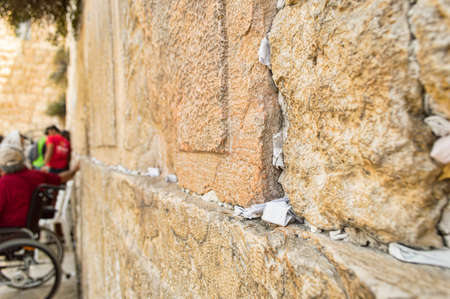 close up of the Wailing Wall  in Jerusalem  Israelの写真素材